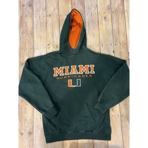 VTG OVB Miami Hurricanes Green Hooded Sweatshirt Men's sz Sm